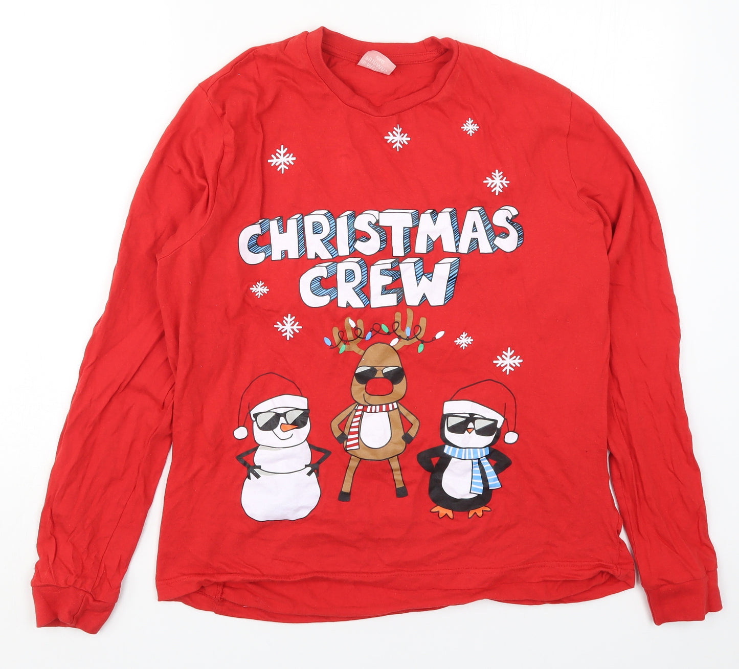 B&M Mens Red Solid   Pyjama Top Size L  - Christmas Crew