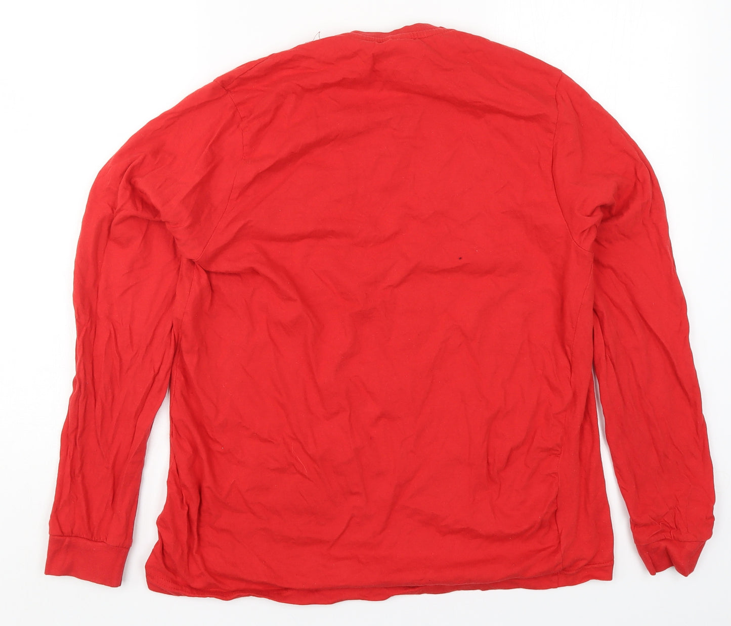 B&M Mens Red Solid   Pyjama Top Size L  - Christmas Crew