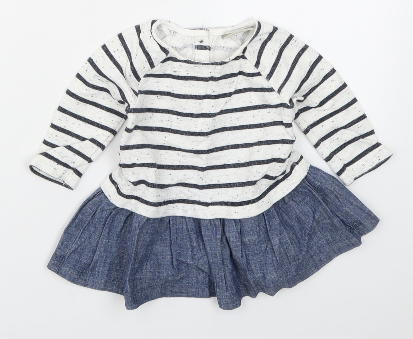 NEXT Girls Blue Striped  Skater Dress  Size 3-6 Months