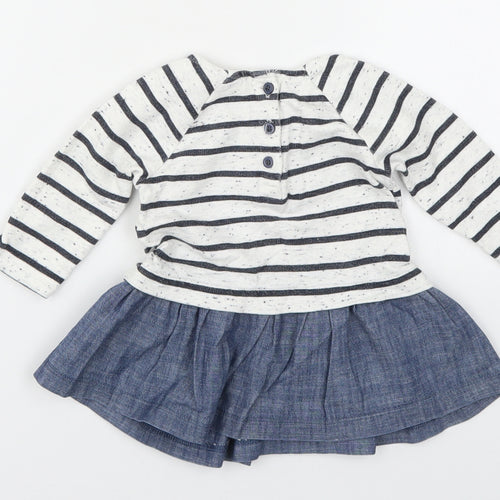 NEXT Girls Blue Striped  Skater Dress  Size 3-6 Months