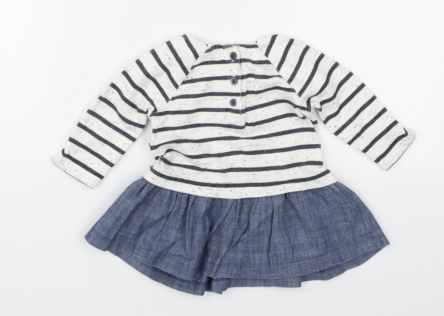 NEXT Girls Blue Striped  Skater Dress  Size 3-6 Months