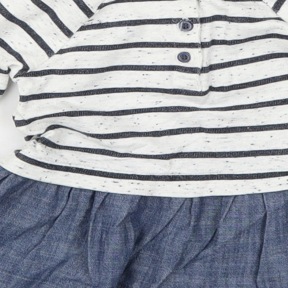 NEXT Girls Blue Striped  Skater Dress  Size 3-6 Months