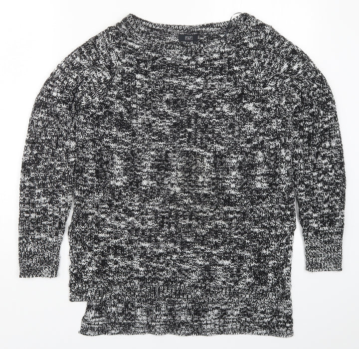 F&F Womens Black Knit Pullover Jumper Size 10 - Black and White
