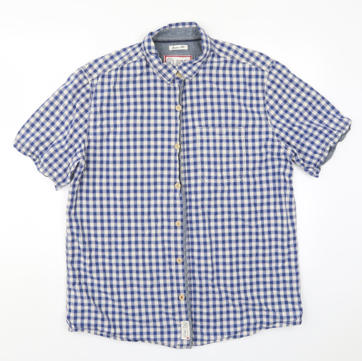 Fat Face Mens Blue Check   Button-Up Size L