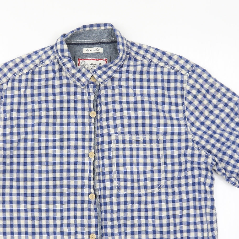 Fat Face Mens Blue Check   Button-Up Size L