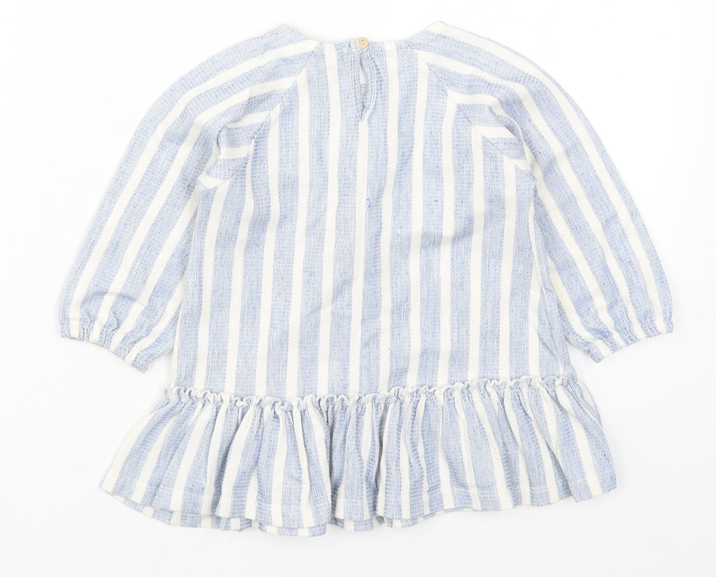 Zara Girls Blue Striped  Basic T-Shirt Size 9-12 Months