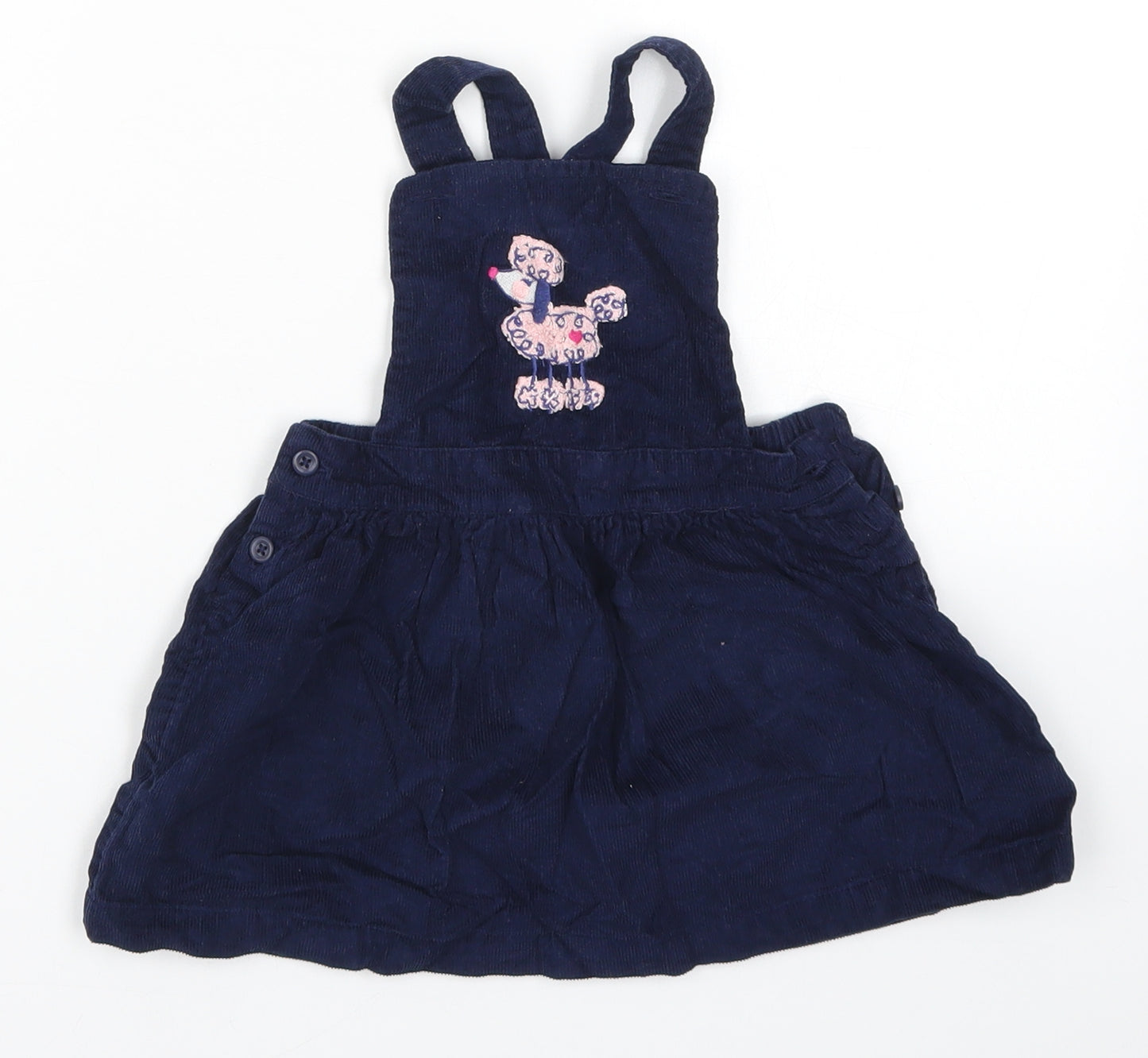 George Girls Blue  Corduroy Pinafore/Dungaree Dress  Size 9-12 Months  - Poodle
