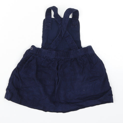 George Girls Blue  Corduroy Pinafore/Dungaree Dress  Size 9-12 Months  - Poodle