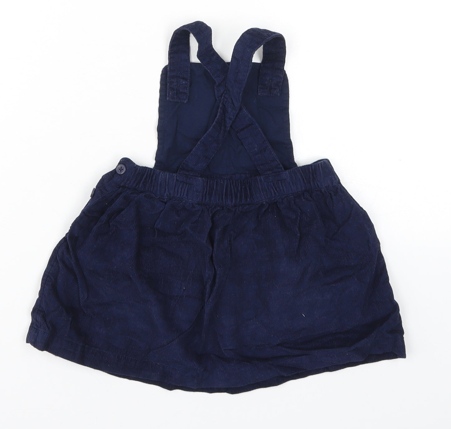 George Girls Blue  Corduroy Pinafore/Dungaree Dress  Size 9-12 Months  - Poodle