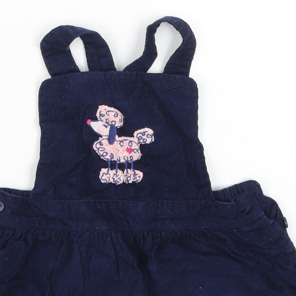 George Girls Blue  Corduroy Pinafore/Dungaree Dress  Size 9-12 Months  - Poodle
