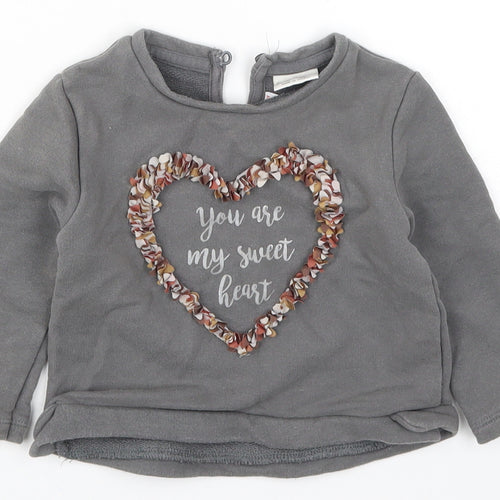 Zara Girls Grey   Basic T-Shirt Size 9-12 Months  - You Are My Sweet Heart