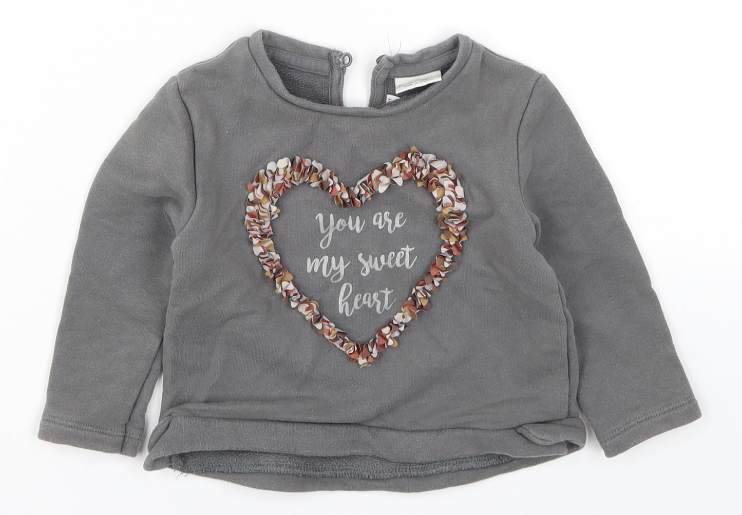 Zara Girls Grey   Basic T-Shirt Size 9-12 Months  - You Are My Sweet Heart