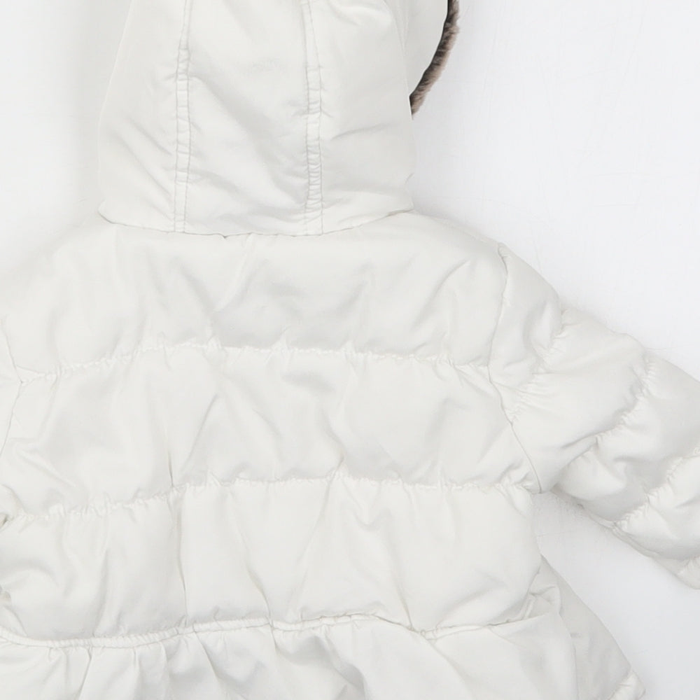 George Girls White   Basic Coat Coat Size 3-6 Months