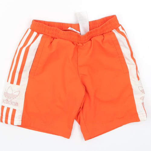 adidas Boys Orange Striped  Sweat Shorts Size 9-10 Years
