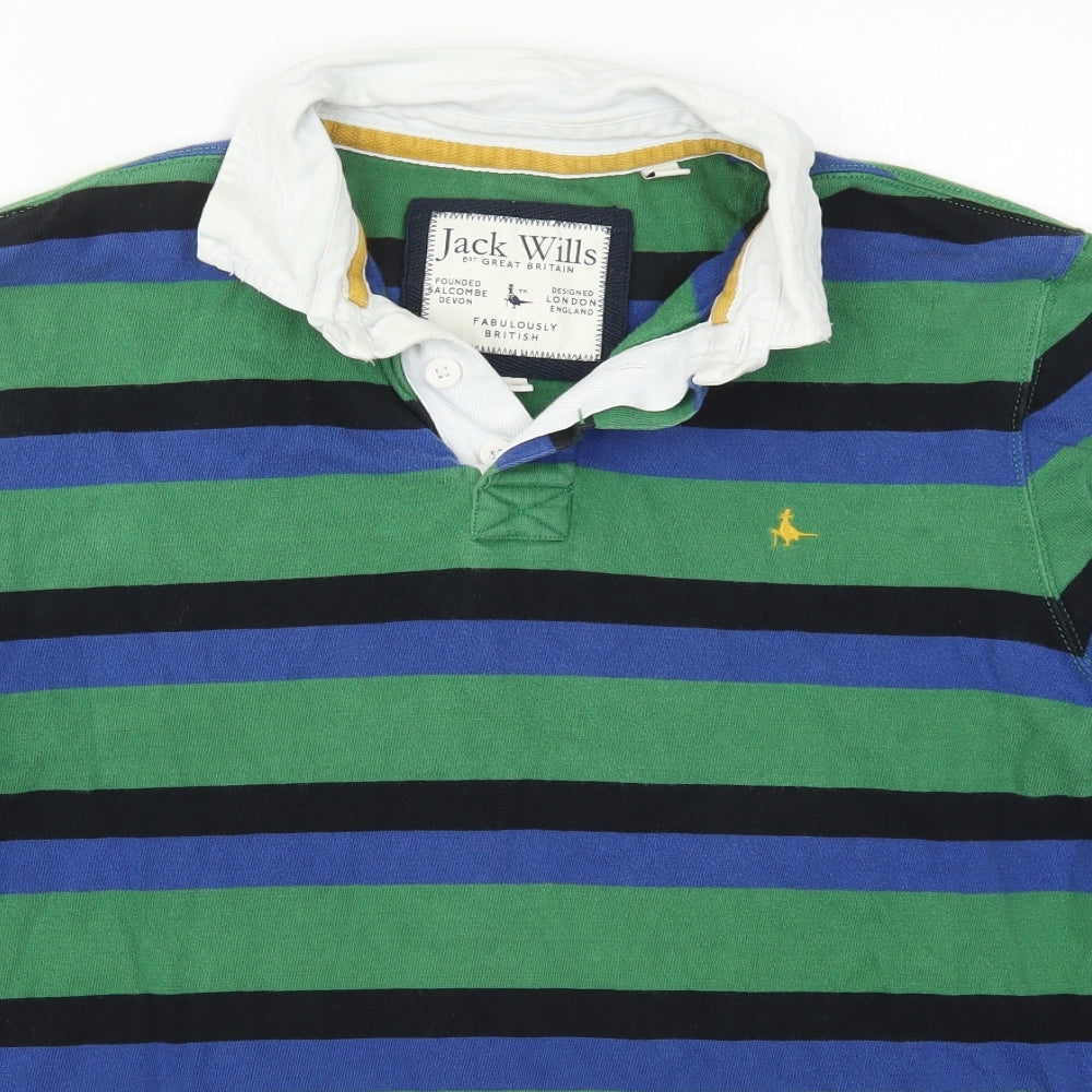 Jack Wills Mens Green Striped  Pullover Sweatshirt Size XL