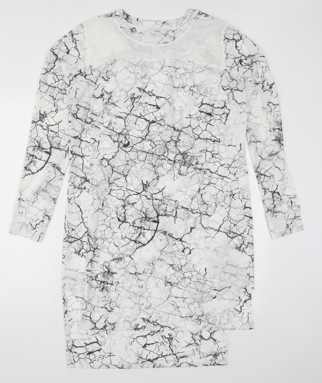 NEXT Womens White   T-Shirt Dress  Size 12  - Black and White Marble Effect