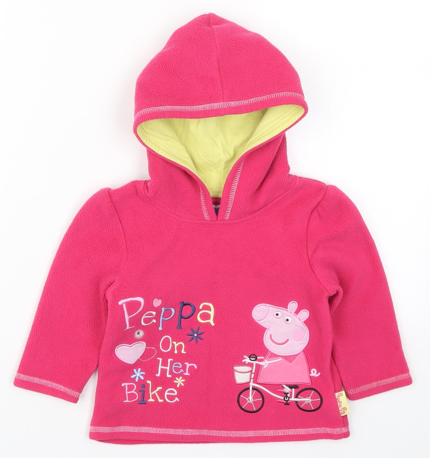 Preworn Girls Pink  Fleece Jacket  Size 12-18 Months  - Peppa Pig on Her Bike