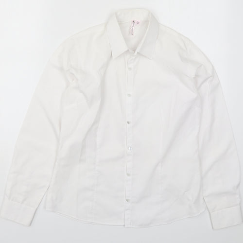 Evolution Womens White   Basic Button-Up Size 8