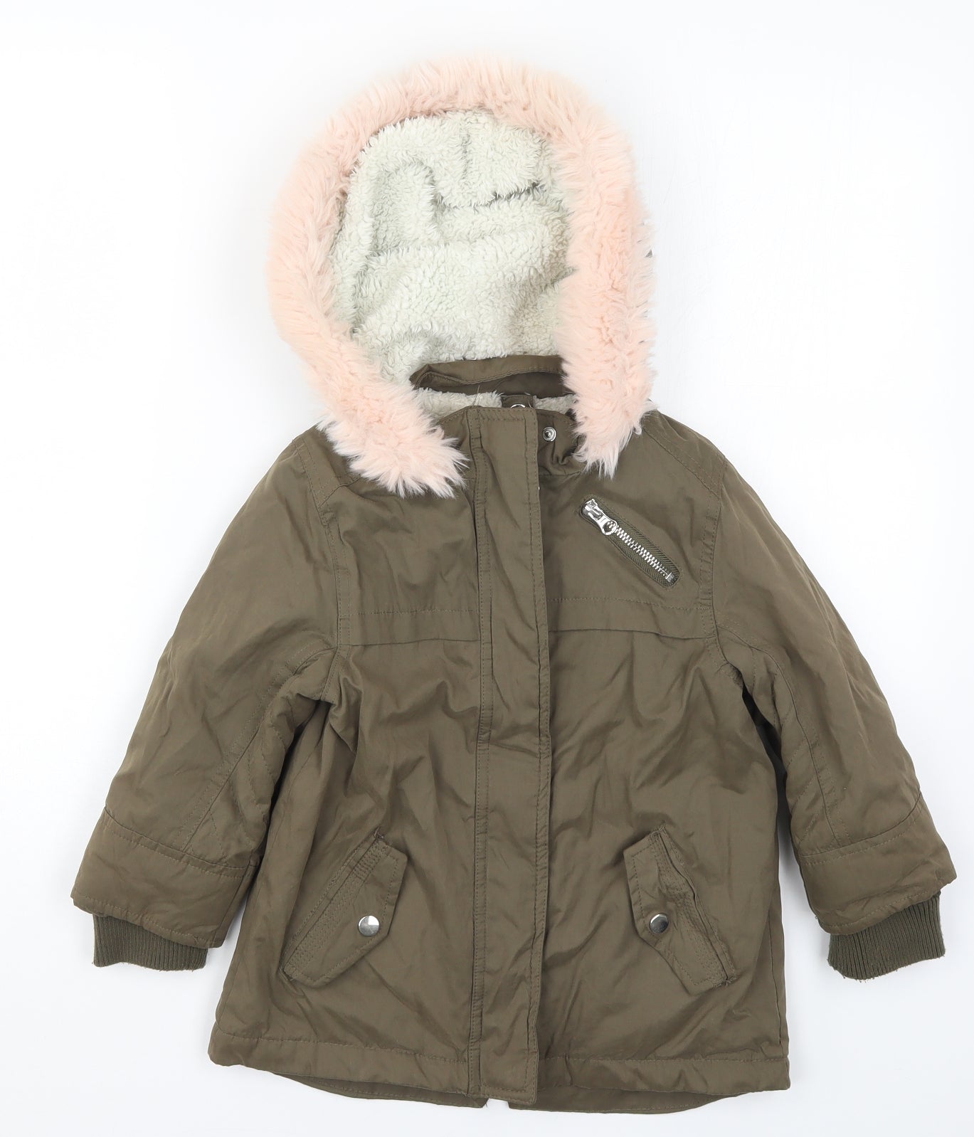 F&F Girls Green   Basic Coat Coat Size 4-5 Years