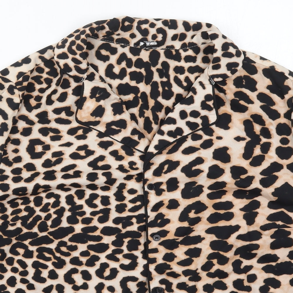 Influence Womens Brown Animal Print  Top Pyjama Top Size 14