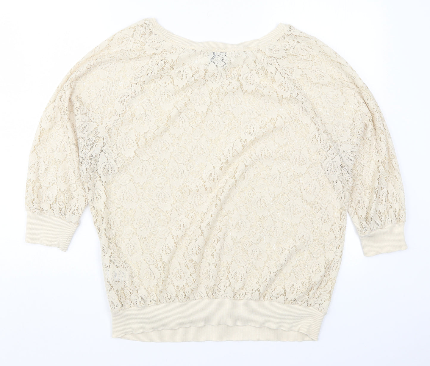 NEXT Womens Beige  Lace Basic T-Shirt Size 14