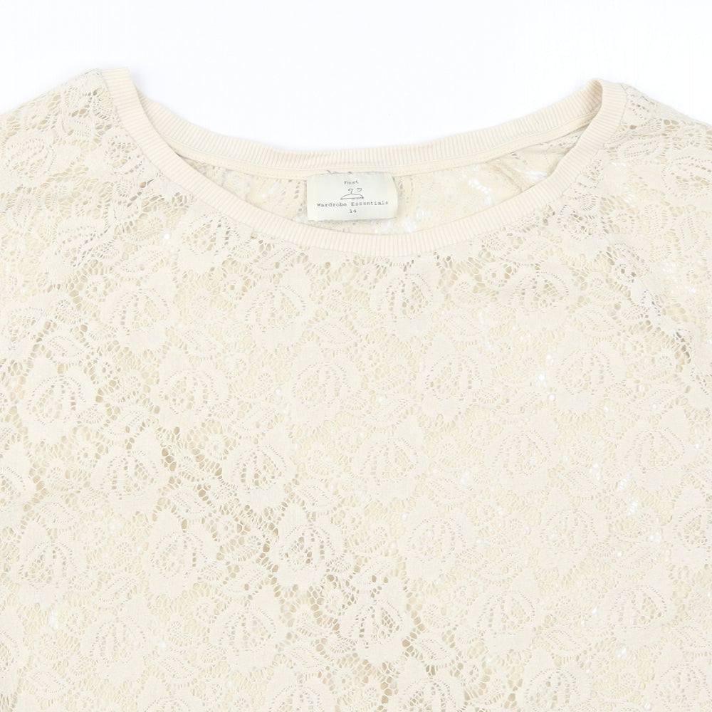 NEXT Womens Beige  Lace Basic T-Shirt Size 14