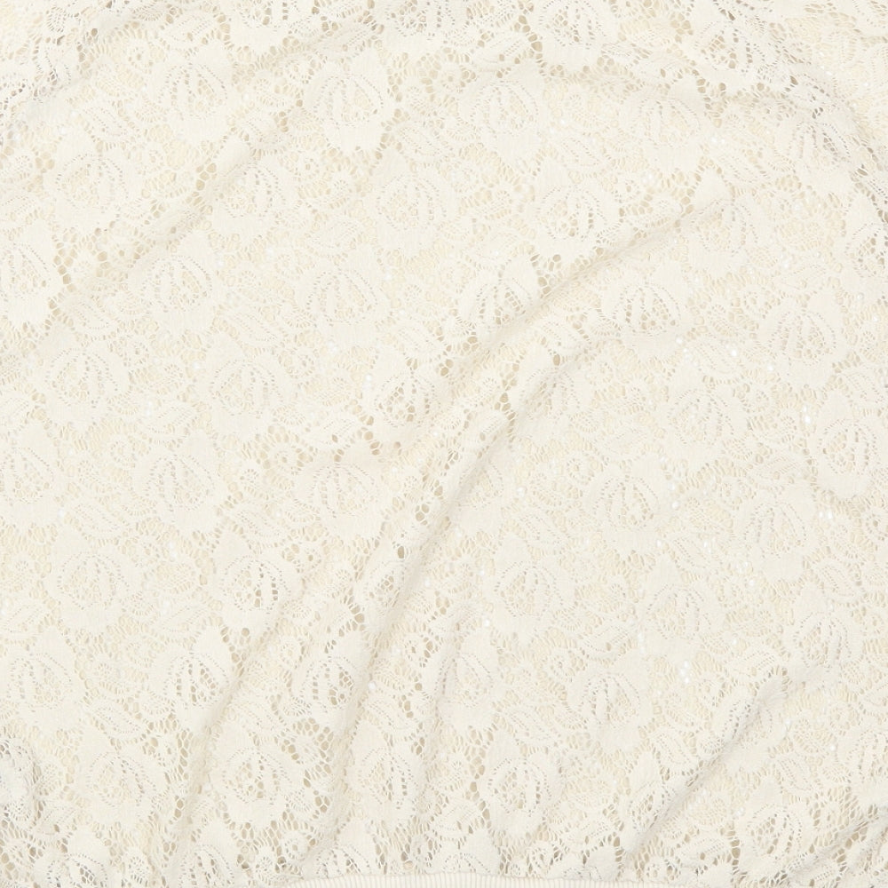 NEXT Womens Beige  Lace Basic T-Shirt Size 14