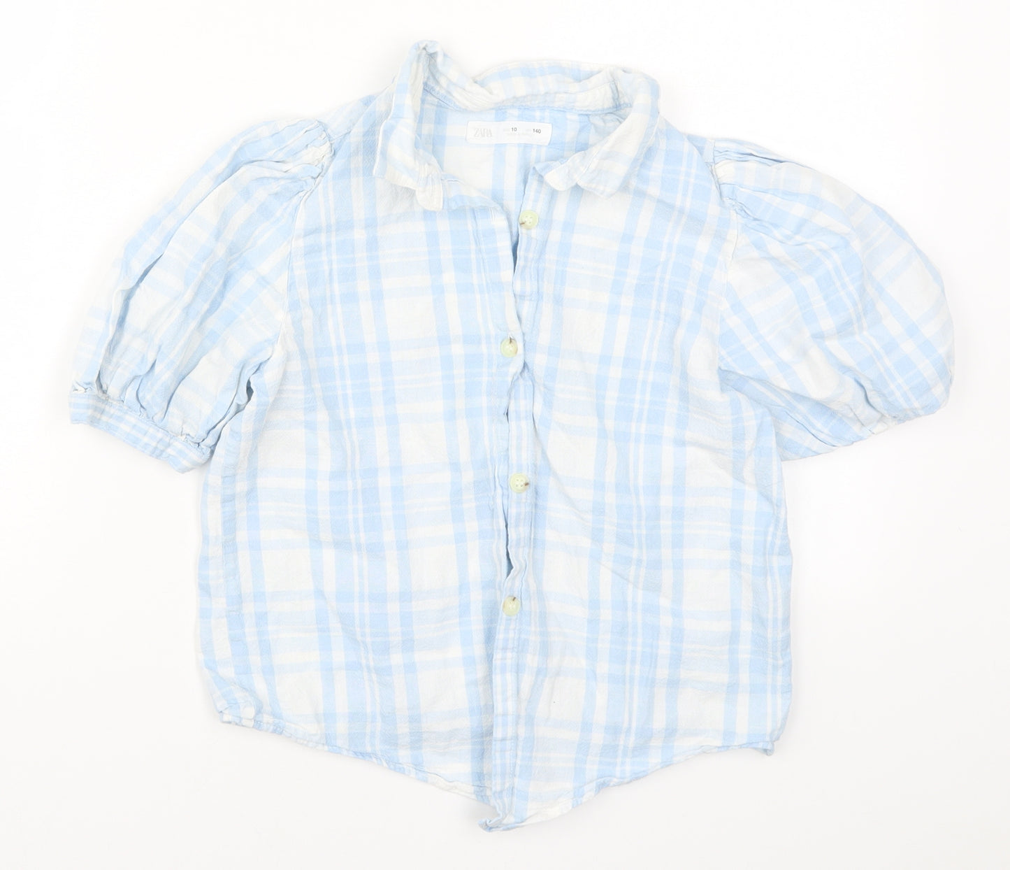 Zara Girls Blue Check  Basic Button-Up Size 10 Years