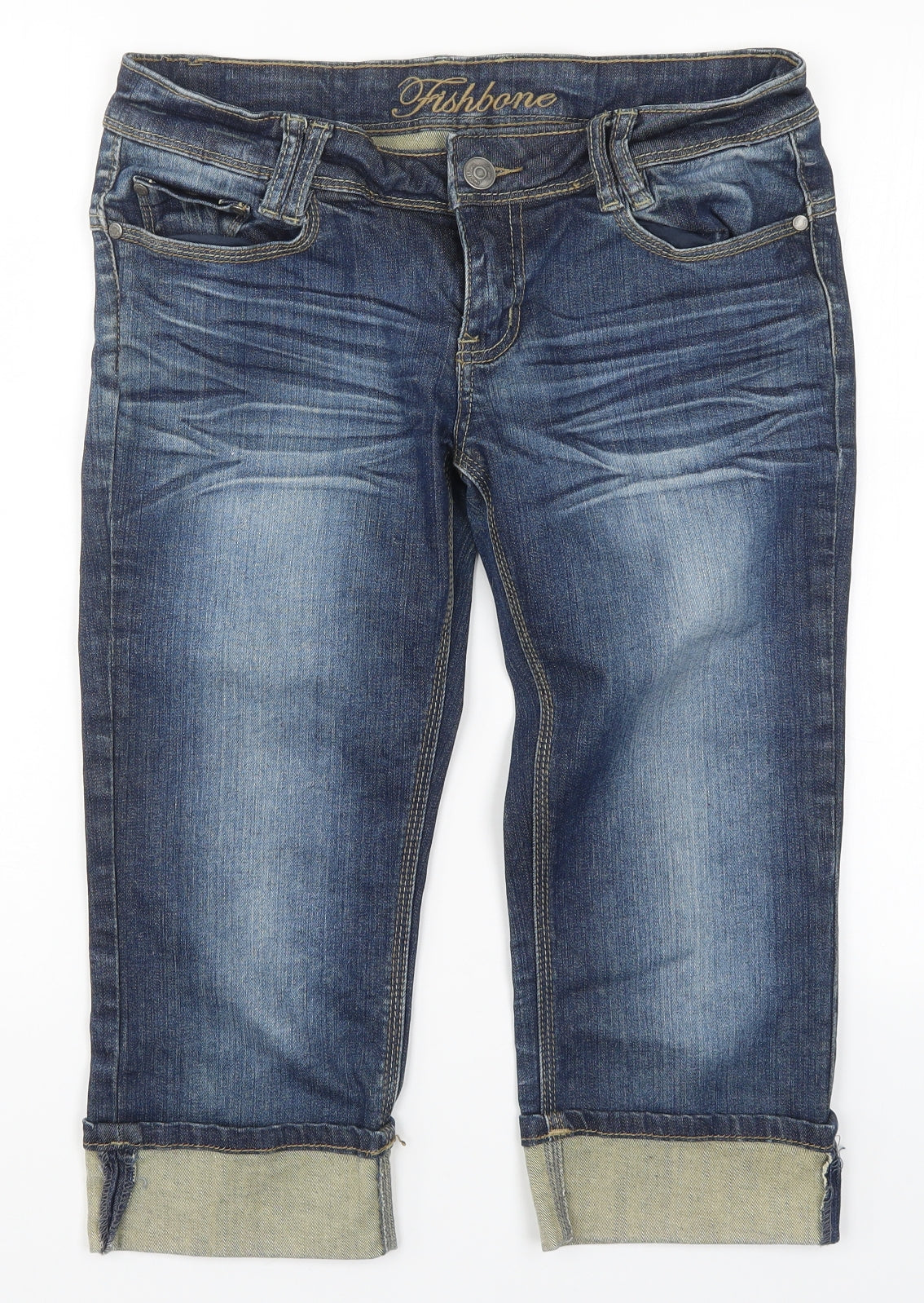 Fishbone Mens Blue  Denim Bermuda Shorts Size 29