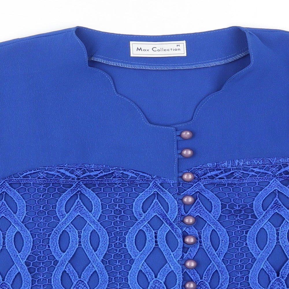 Max Collection Womens Black  Lace Basic Button-Up Size M