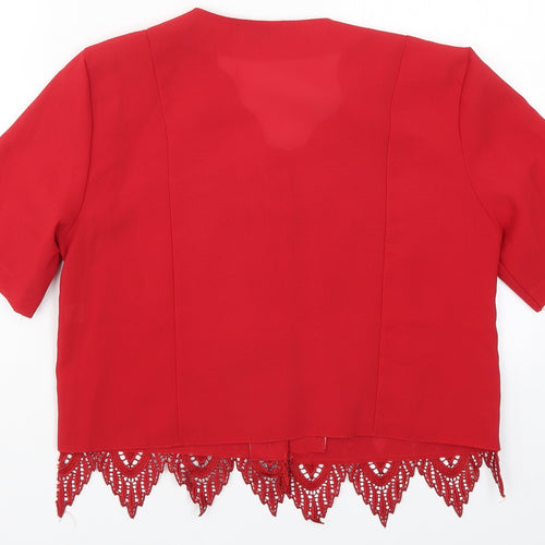 Mac Collection Womens Red  Lace Basic Button-Up Size M