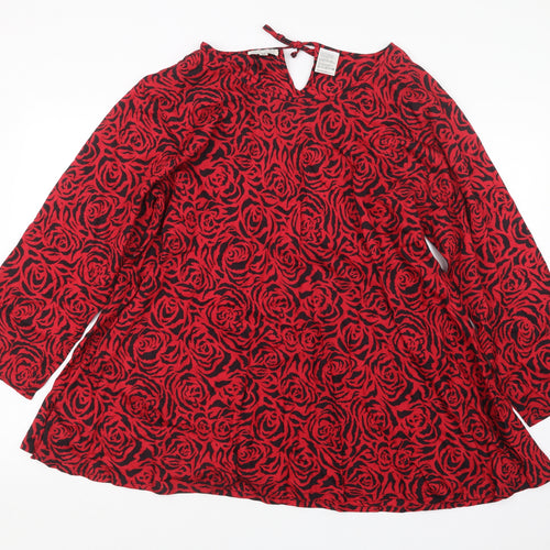 The Masai Womens Red Geometric  Basic Blouse Size XL