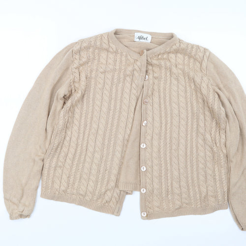 Afibel Womens Beige  Knit Cardigan Jumper Size 10