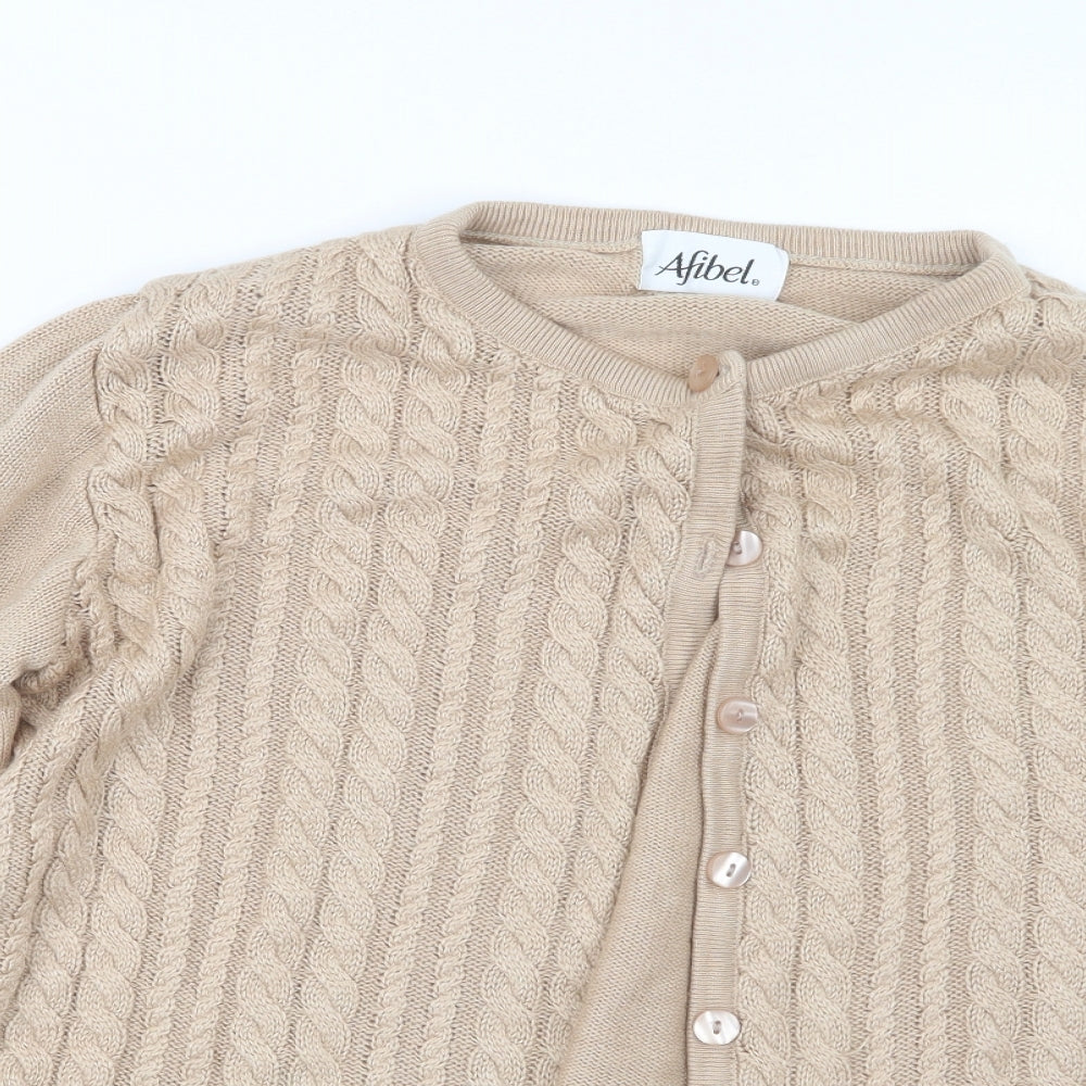 Afibel Womens Beige  Knit Cardigan Jumper Size 10