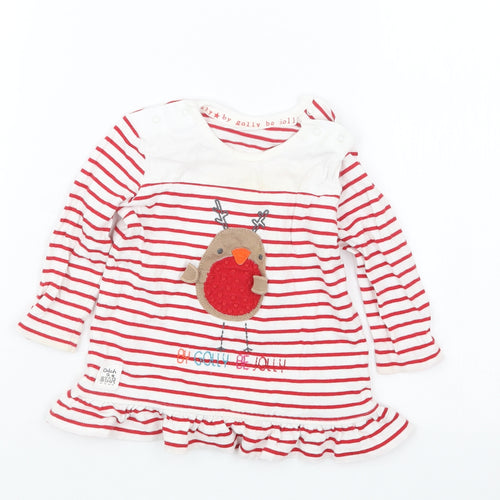 NEXT Girls Red Striped  Basic T-Shirt Size 6-9 Months