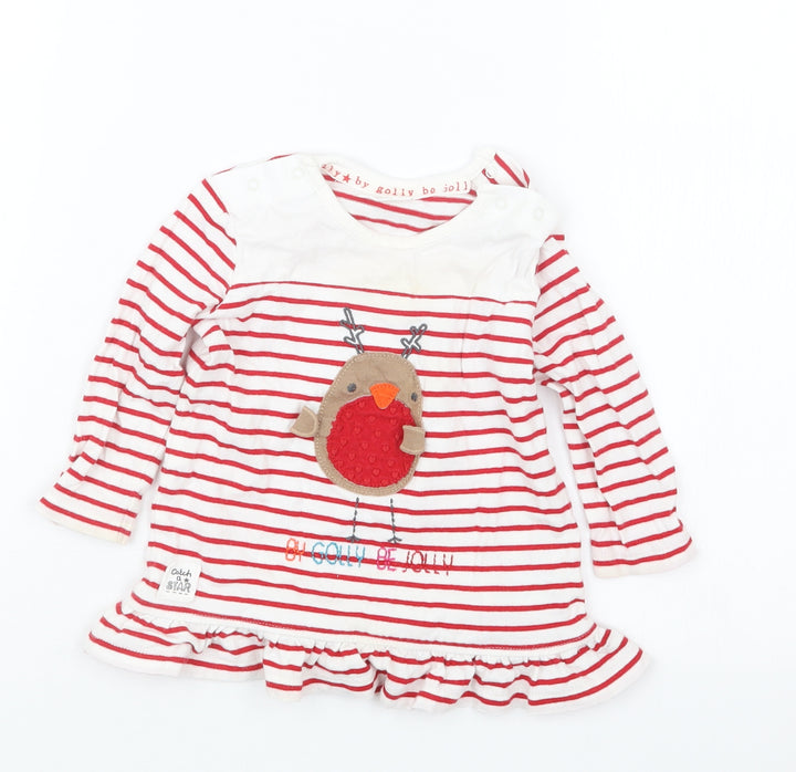NEXT Girls Red Striped Basic T-Shirt Size 6-9 Months
