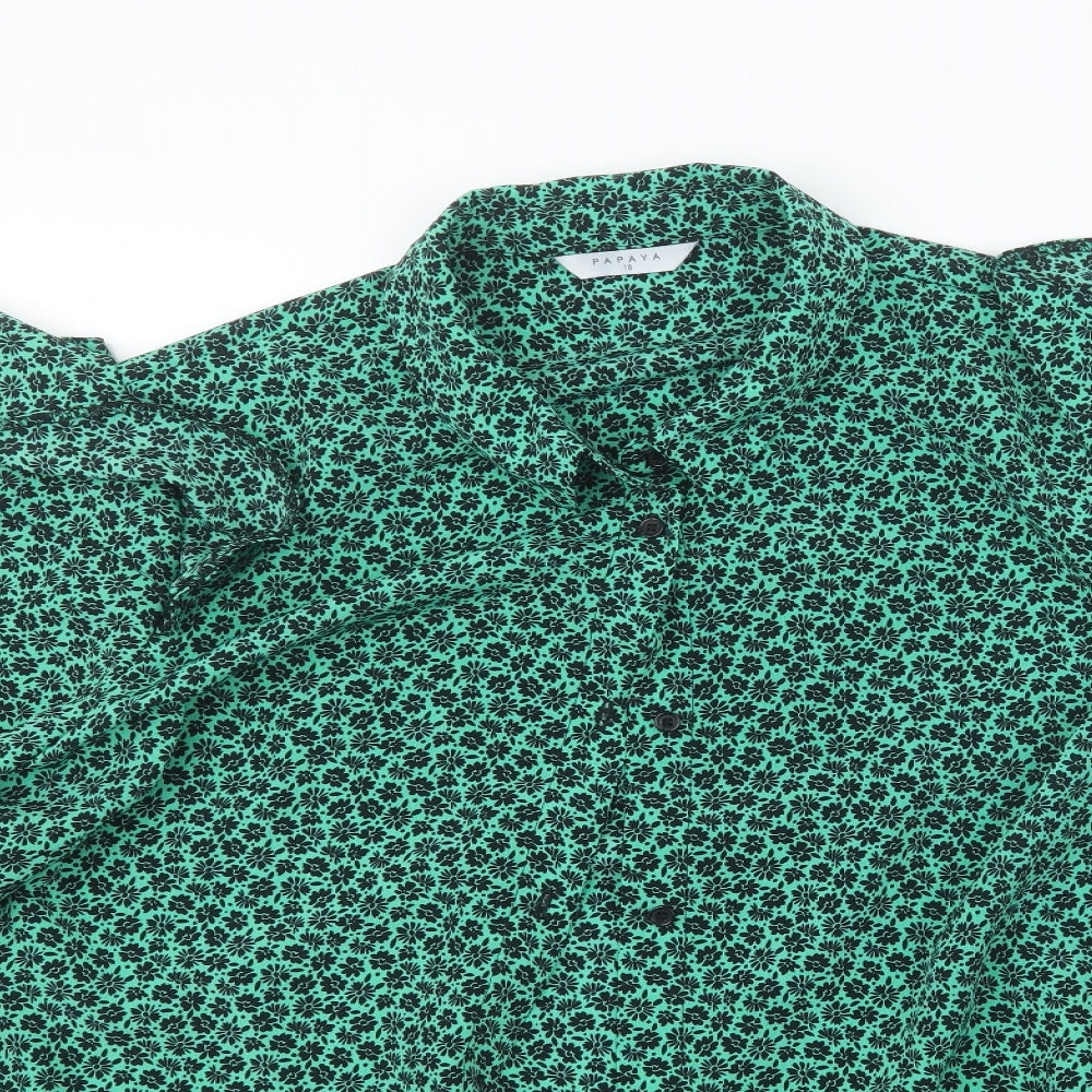 Papaya Womens Green Floral  Basic Button-Up Size 18