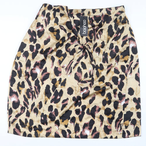 Boohoo Womens Black Animal Print  A-Line Skirt Size 18