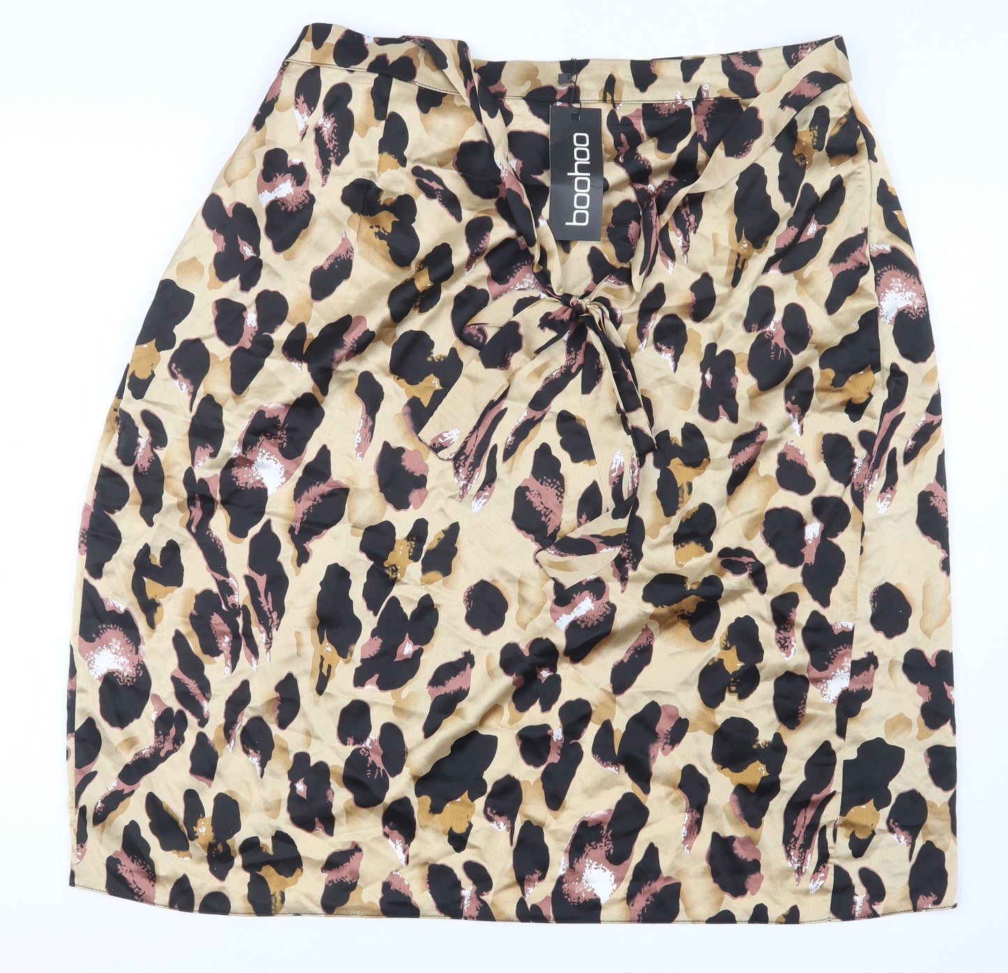 Boohoo Womens Black Animal Print  A-Line Skirt Size 18