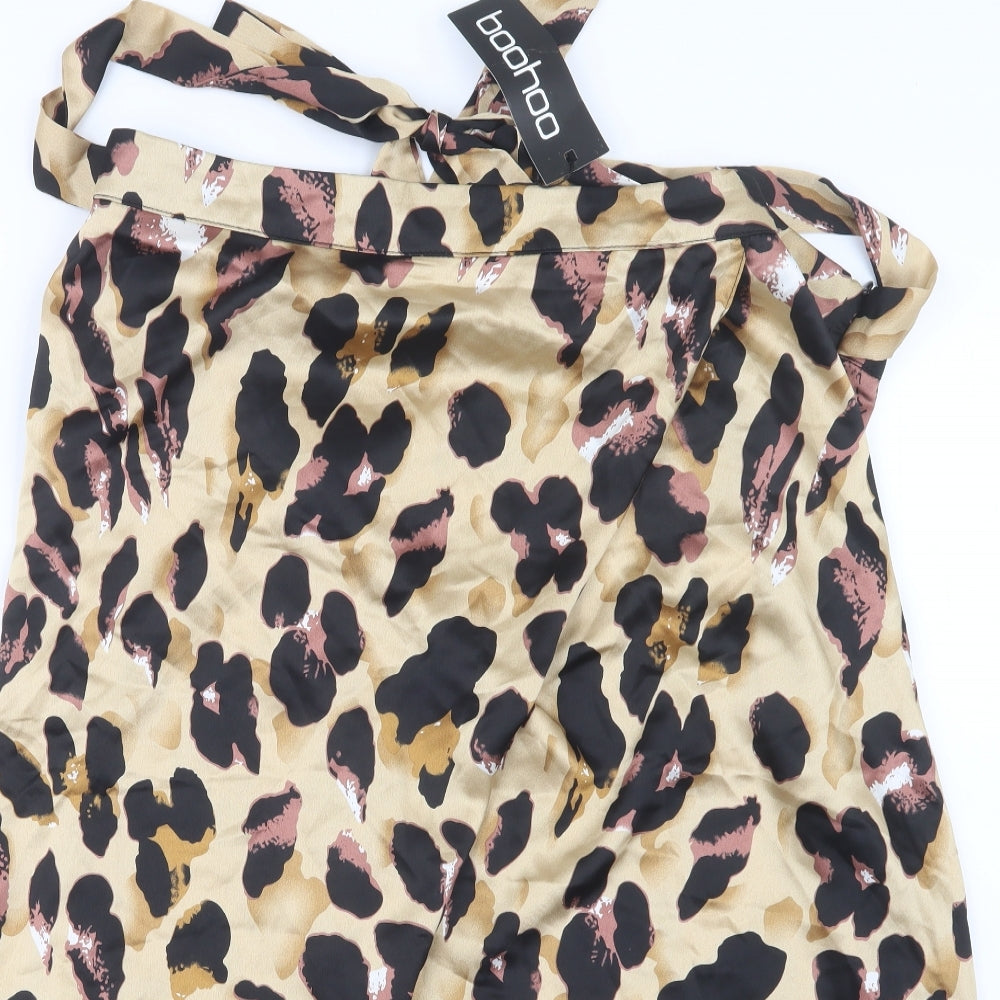 Boohoo Womens Black Animal Print  A-Line Skirt Size 18