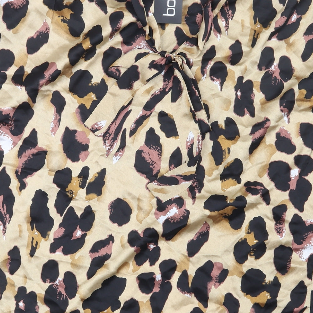 Boohoo Womens Black Animal Print  A-Line Skirt Size 18