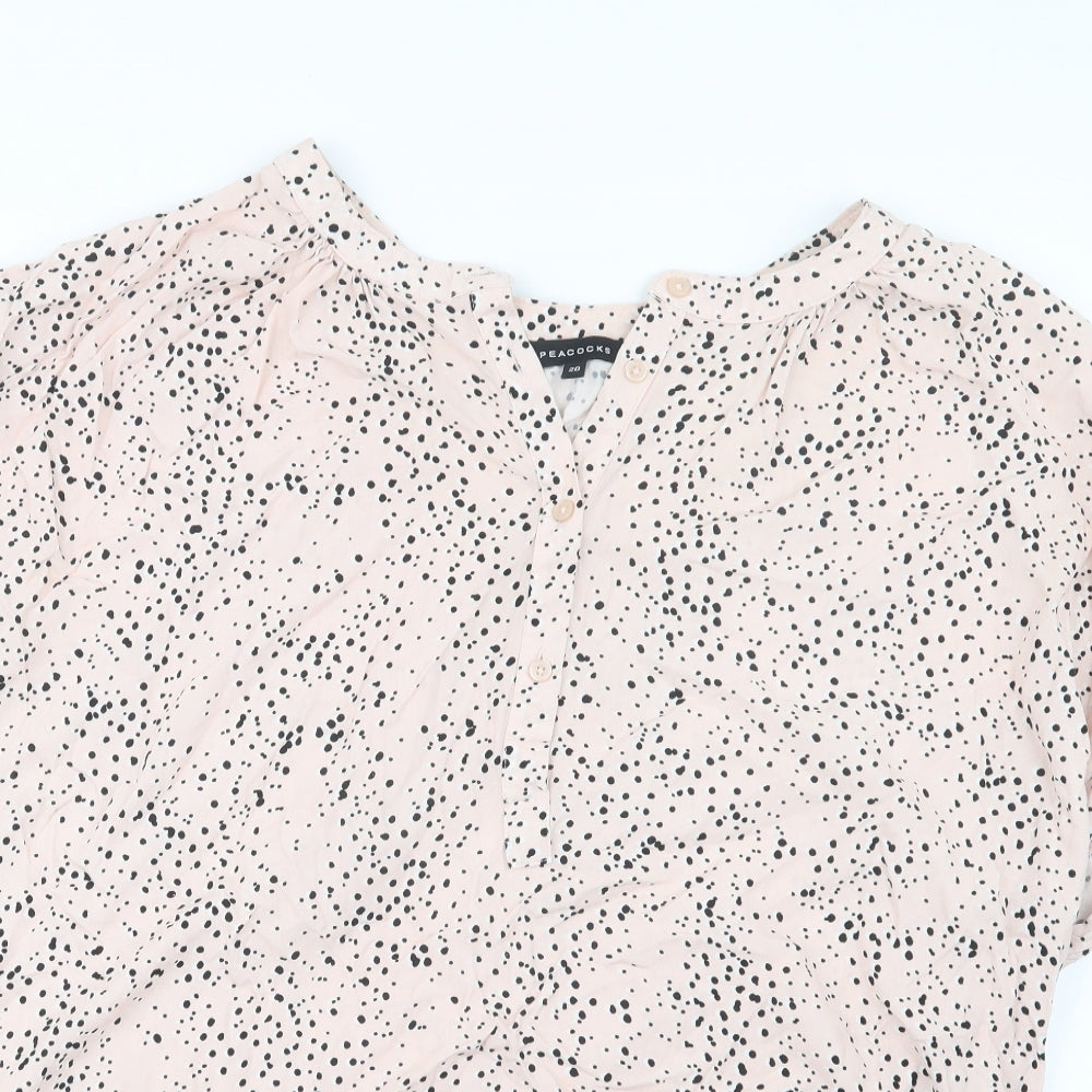 Peacocks Womens Pink Geometric  Basic T-Shirt Size 20