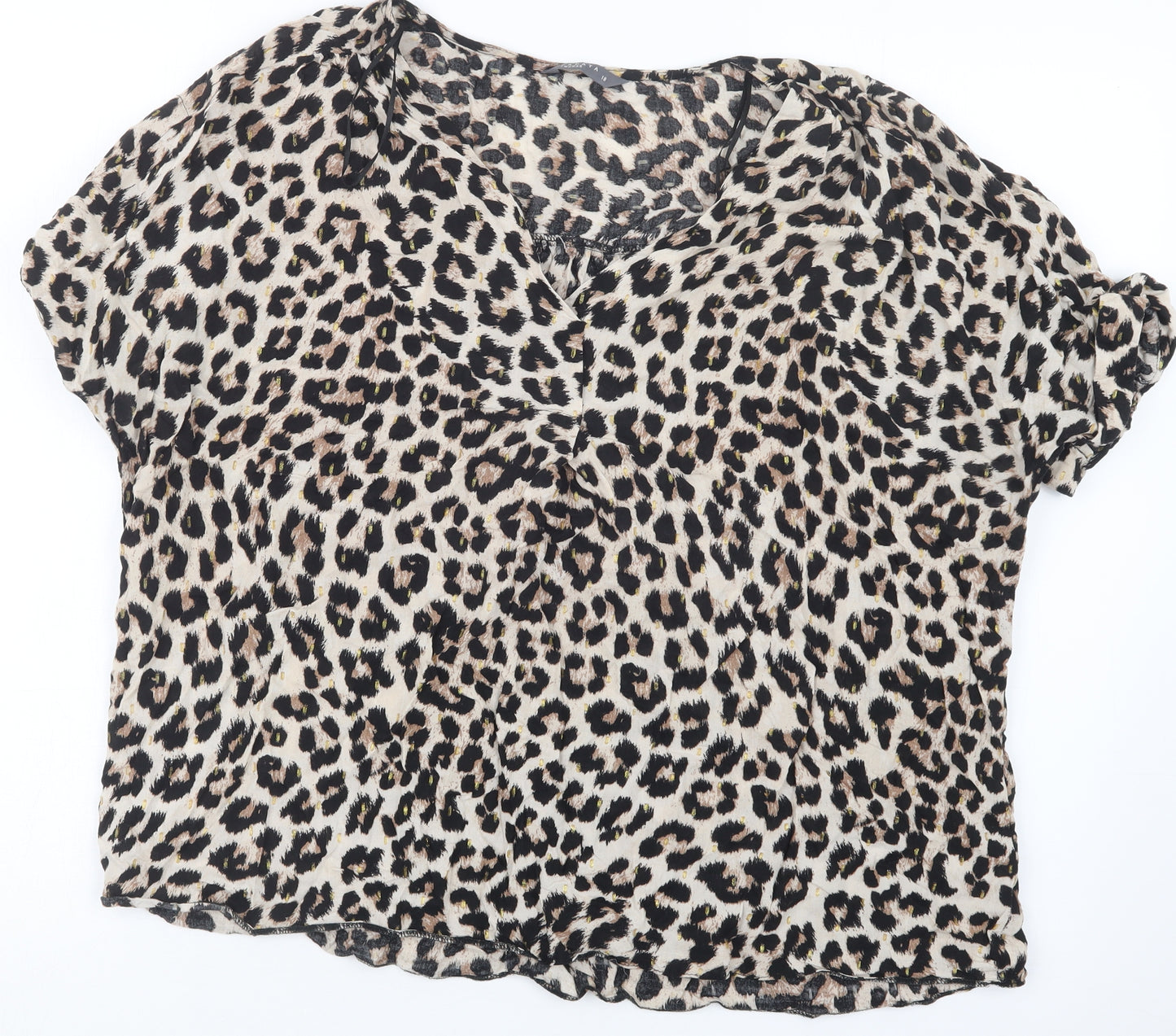 Papaya Womens Black Animal Print  Basic T-Shirt Size 18