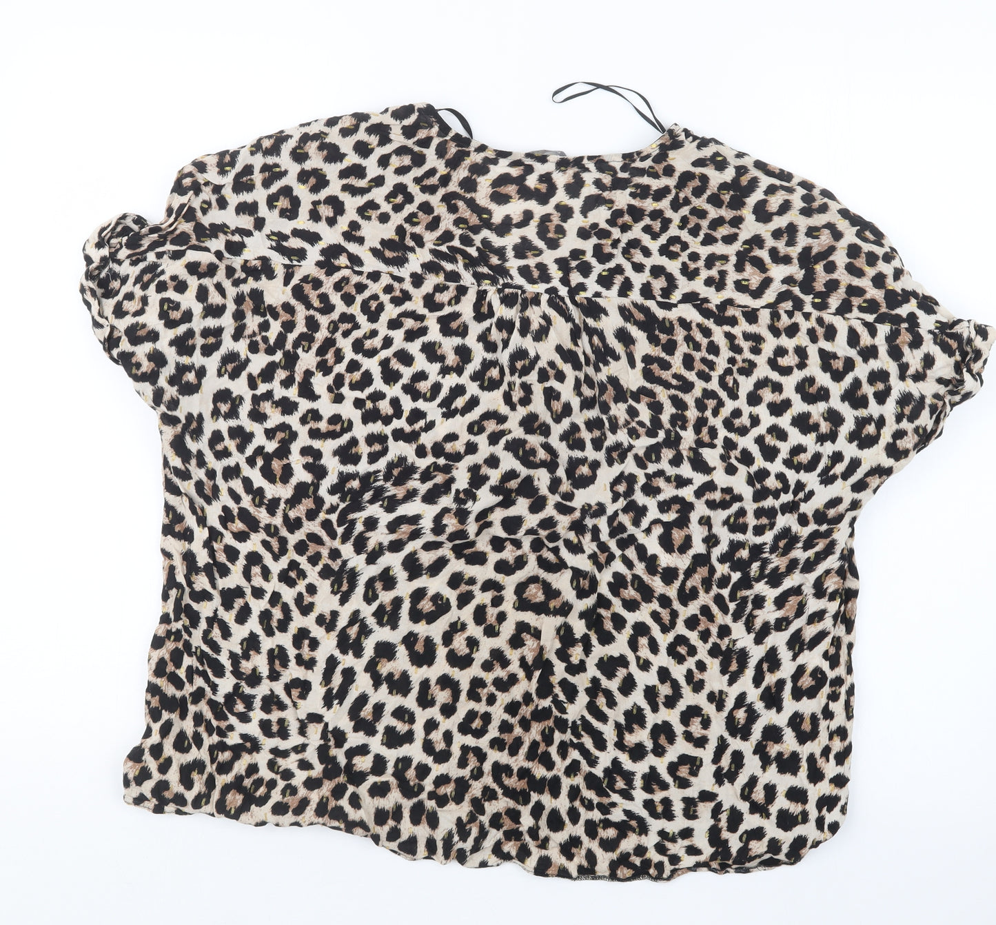 Papaya Womens Black Animal Print  Basic T-Shirt Size 18