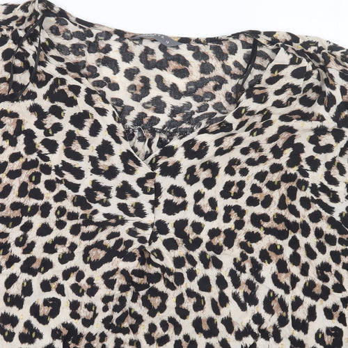 Papaya Womens Black Animal Print  Basic T-Shirt Size 18