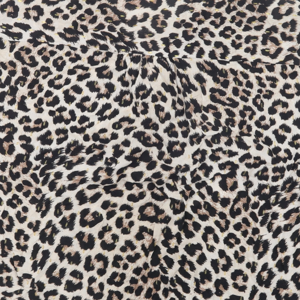 Papaya Womens Black Animal Print  Basic T-Shirt Size 18