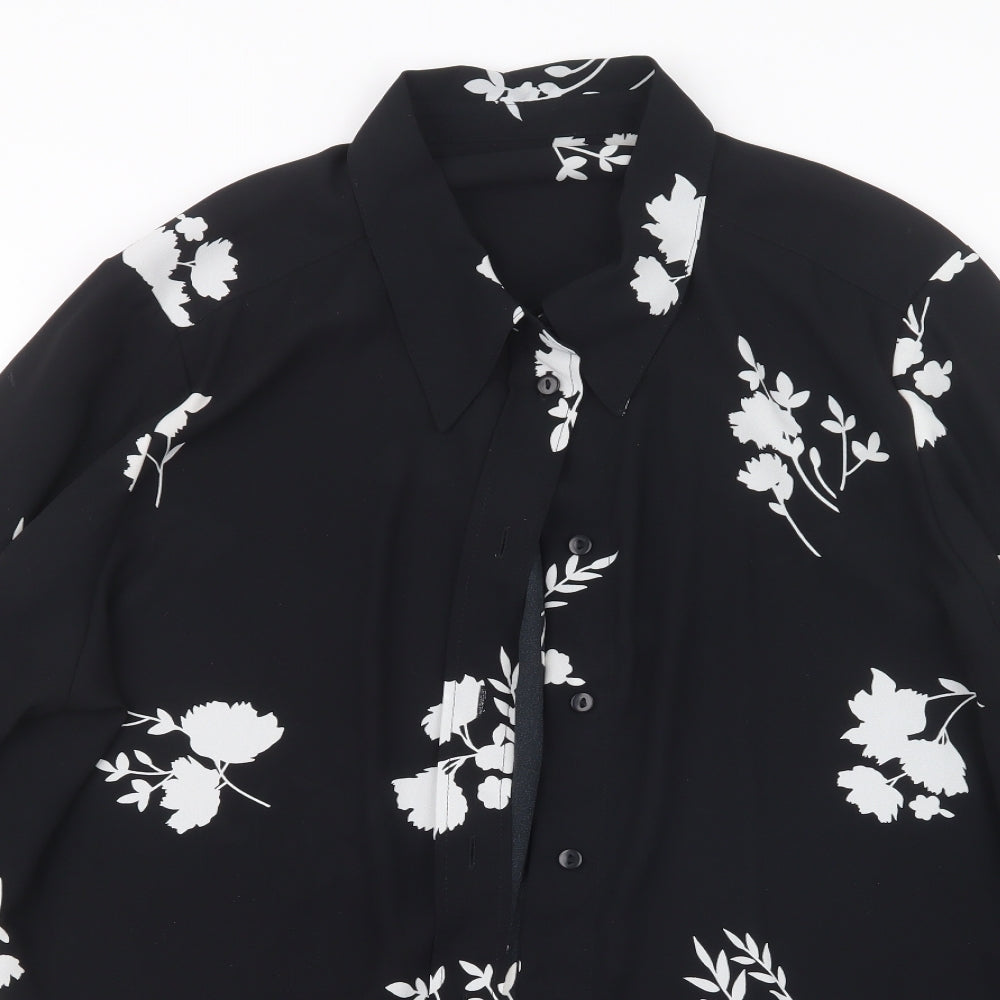 Marks and Spencer Womens Black Geometric  Basic Button-Up Size 20