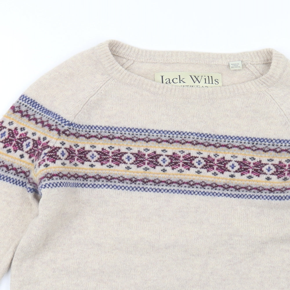 Jack Wills Womens Beige  Knit Pullover Jumper Size 10