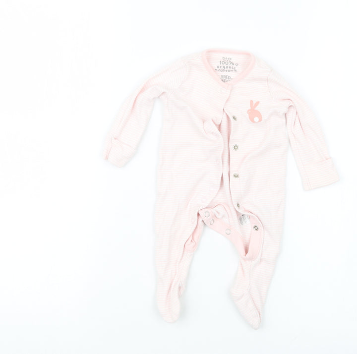 F&F Girls Pink Striped Babydoll One Piece Size 0-3 Months