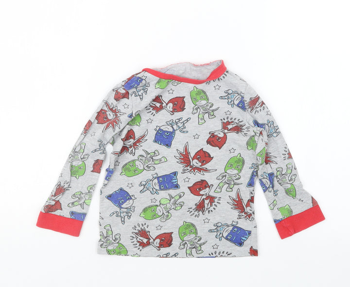 Preworn Boys Grey Geometric   Pyjama Top Size 2-3 Years